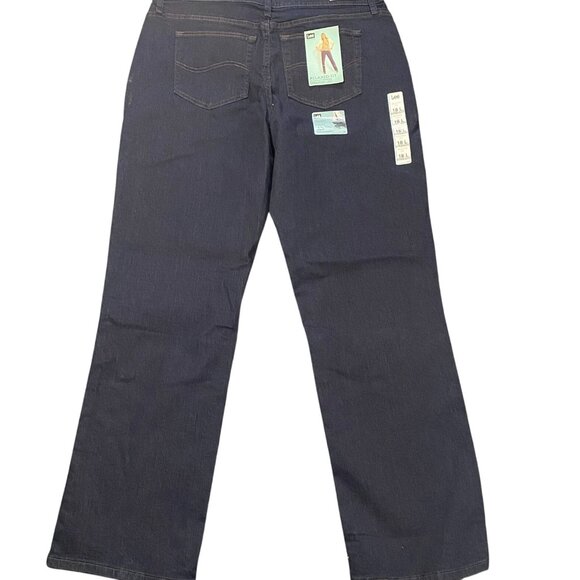 NWT Lee Womans Jeans 18L Relaxed Fit Straight Leg Dark Denim Comfortable New wit - Picture 1 of 6